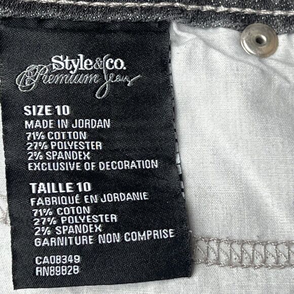 Style & Co Jeans Womens 10 Gray Barely Bootcut Tummy Control Jeweled Pockets - Picture 15 of 15